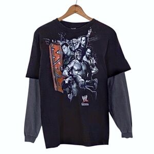 Vintage Y2K WWE Raw Black Graphic Long Sleeve Shirt Rey Mysterio Wrestling Tee L